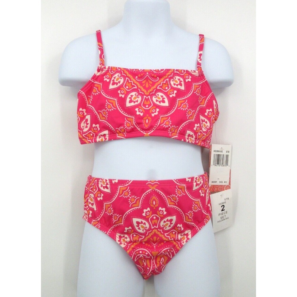 HOBIE GIRLS‎ BANDANA 2 PIECE BIKINI SWIMSUIT Girl's Size 10 PINK
